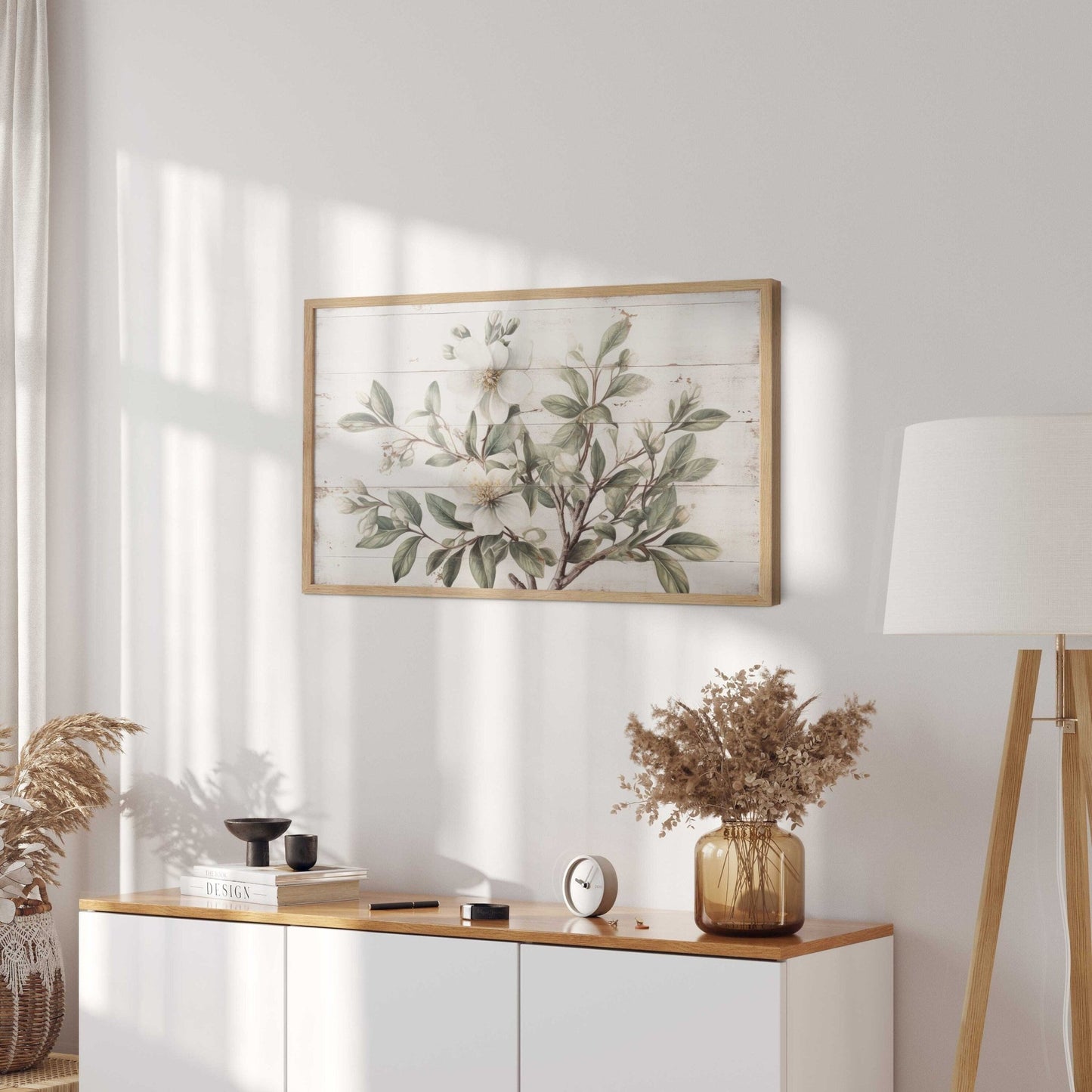 Rustic Floral Wall Decor, White Flower Print, Vintage Kitchen Art - WildfieldPrints