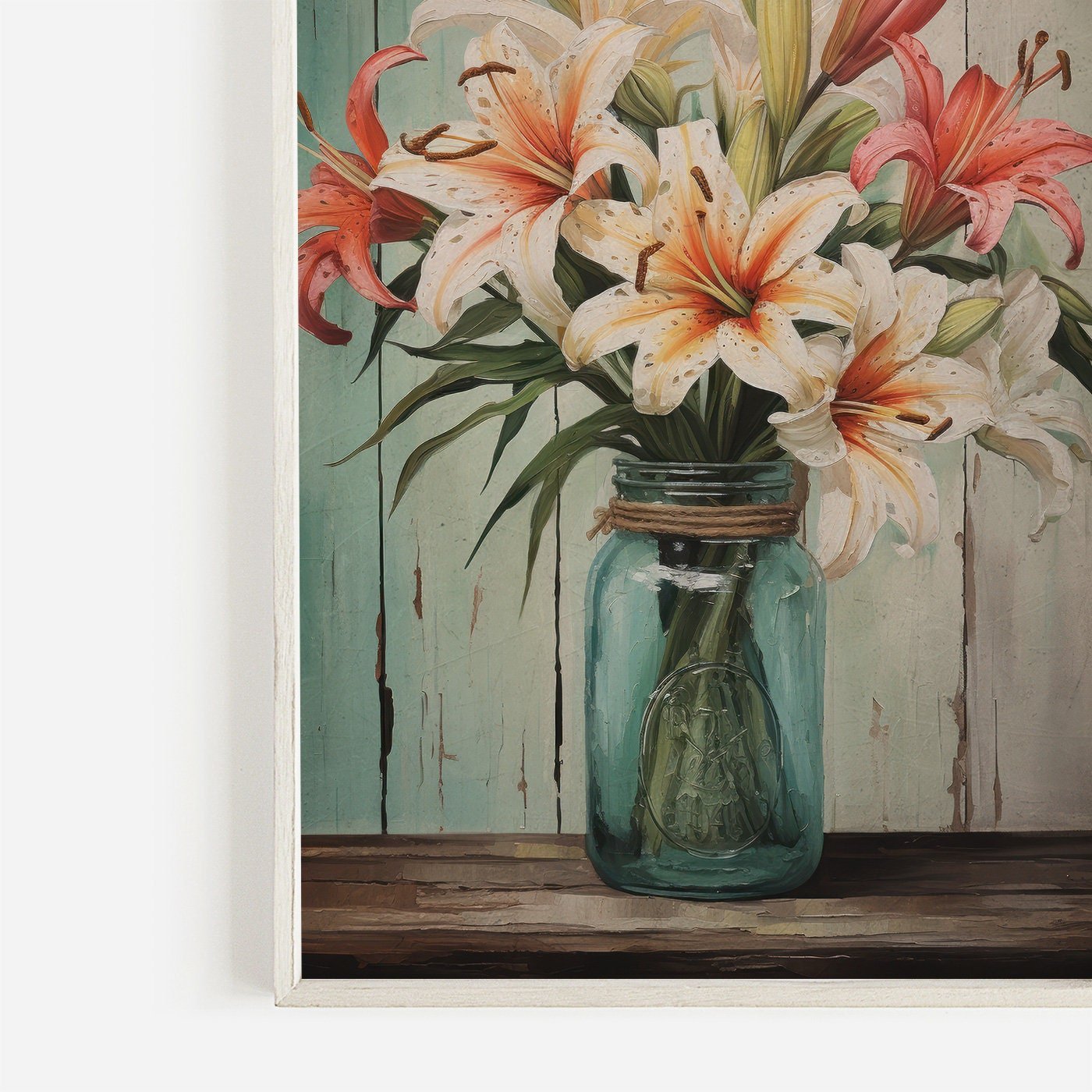 Rustic Lilly Bouquet Wall Art, Vintage Elegance for Timeless Decor - WildfieldPrints