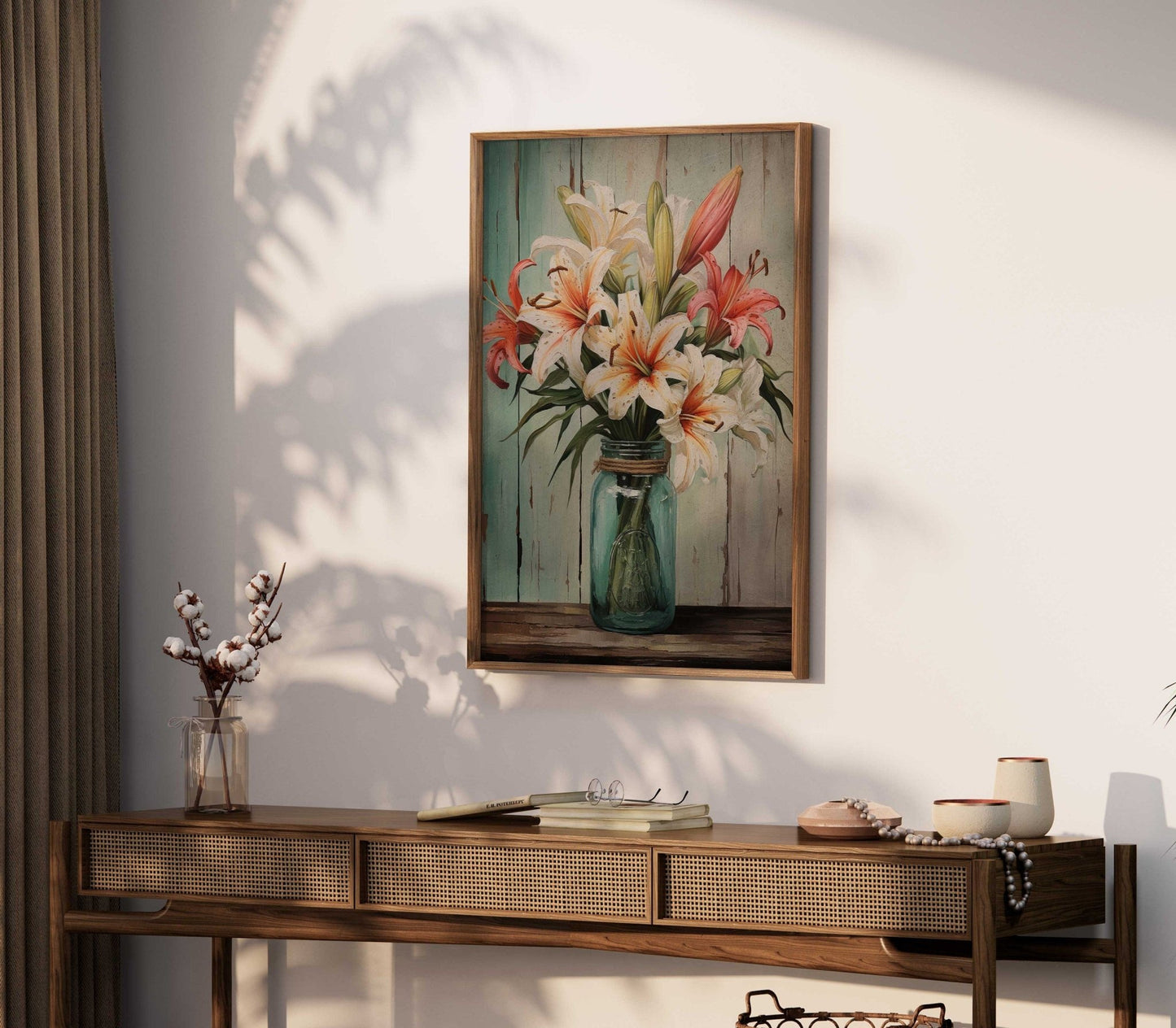 Rustic Lilly Bouquet Wall Art, Vintage Elegance for Timeless Decor - WildfieldPrints