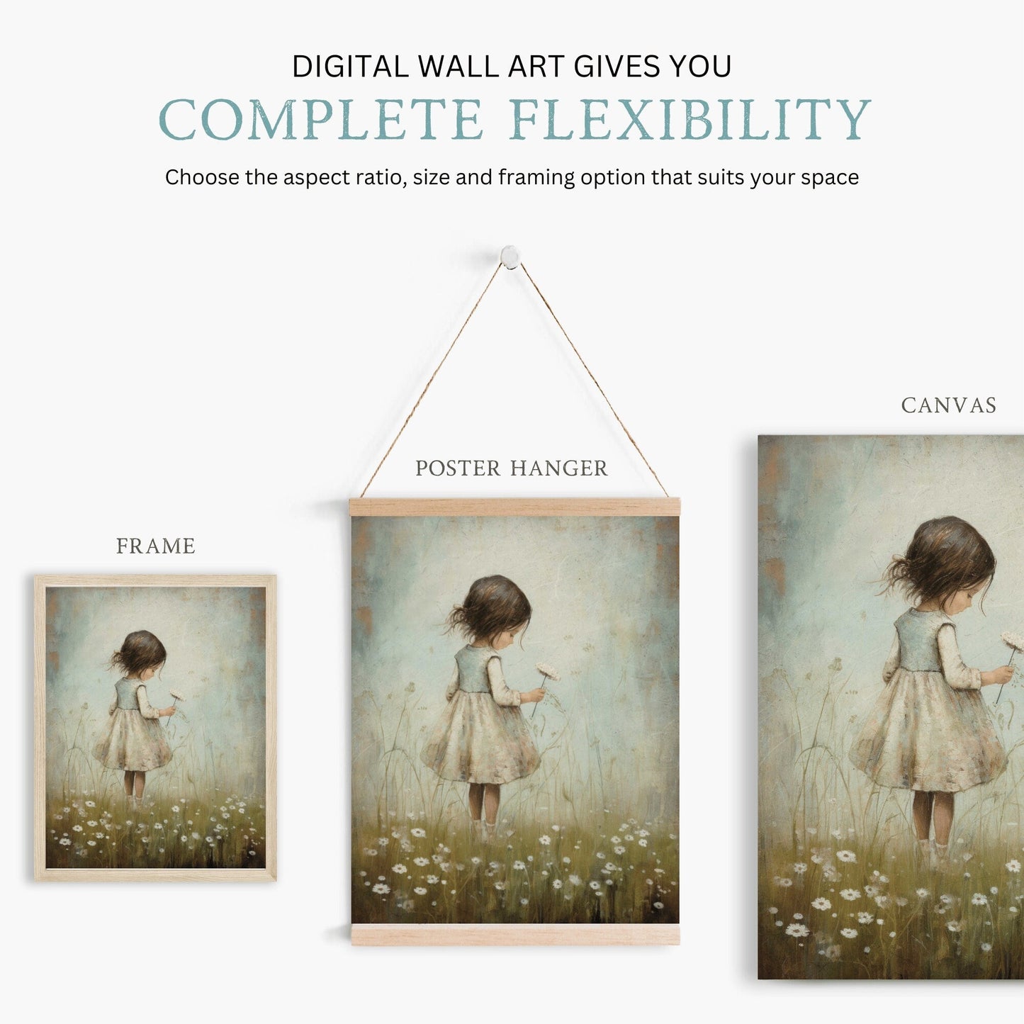 Rustic Nursery Decor, Girly Wall Art, Toddler Room Accent - WildfieldPrints