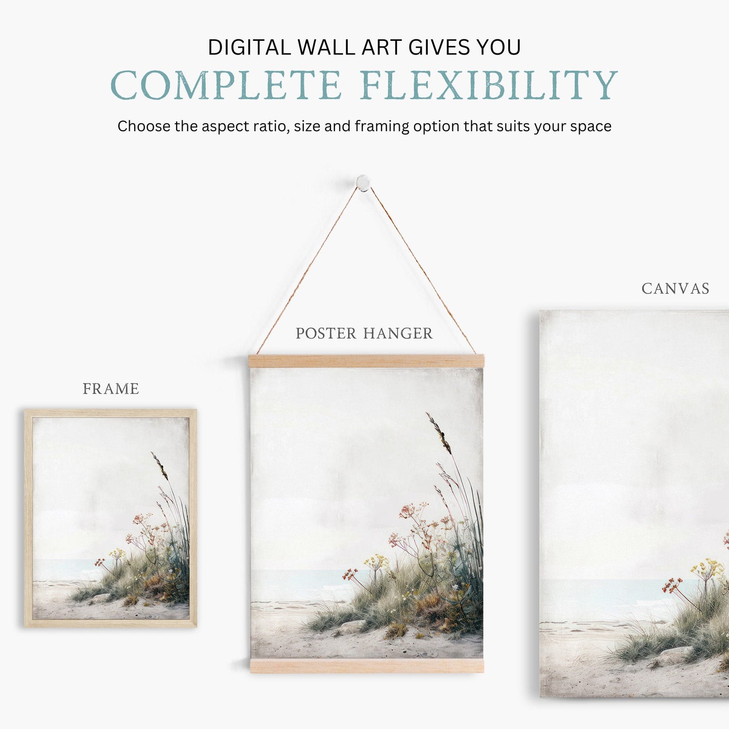 Rustic Ocean Canvas, Serene Beach Wall Art, Coastal Home Decor - WildfieldPrints