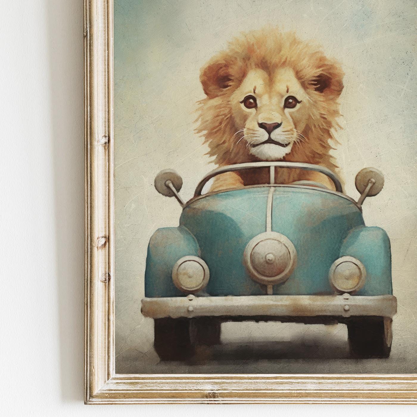 Safari Animal Prints, Vehicle Nursery Decor, Lion & Giraffe Art - WildfieldPrints
