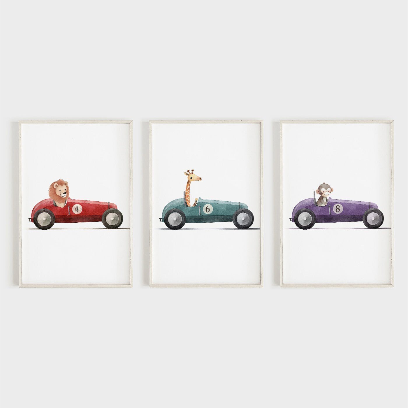 Safari Baby Animal Wall Art, Boys Bedroom Decor, Lion Giraffe Monkey - WildfieldPrints