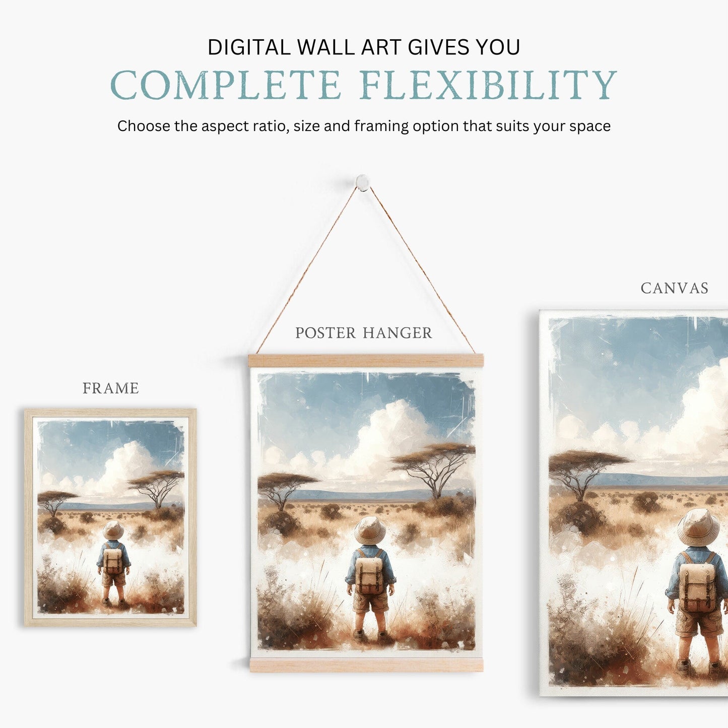 Safari Nursery Prints, Boys Adventure Room Decor, Nature Wall Art - WildfieldPrints