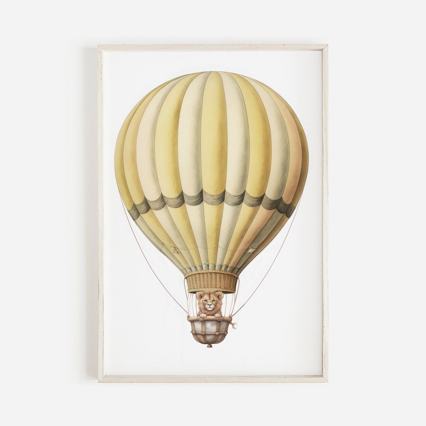 Safari Skies: Vintage Lion Hot Air Balloon Wall Decor for Kids - WildfieldPrints