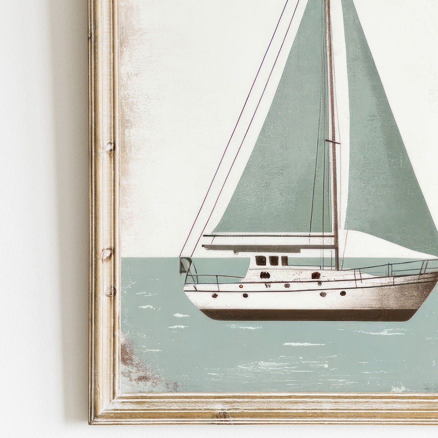 Sailboat Nursery Print, Ocean Theme Decor, Sage Green Wall Art - WildfieldPrints