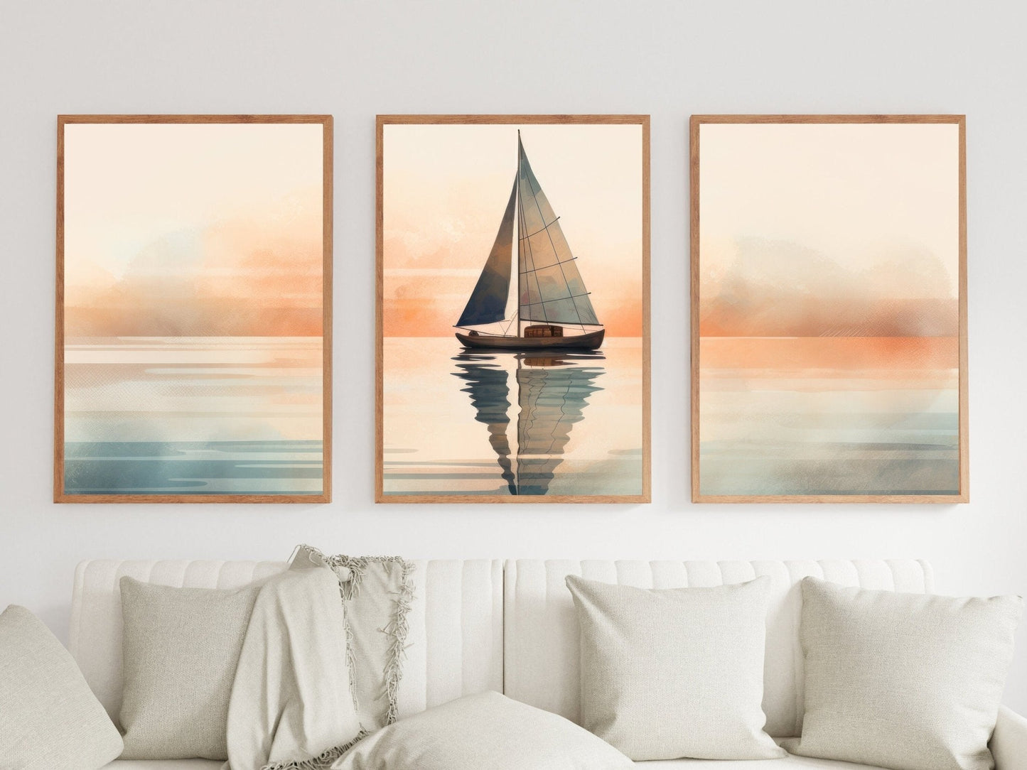 Sailboat Painting, Nautical Wall Decor, Sea and Lake Art - WildfieldPrints
