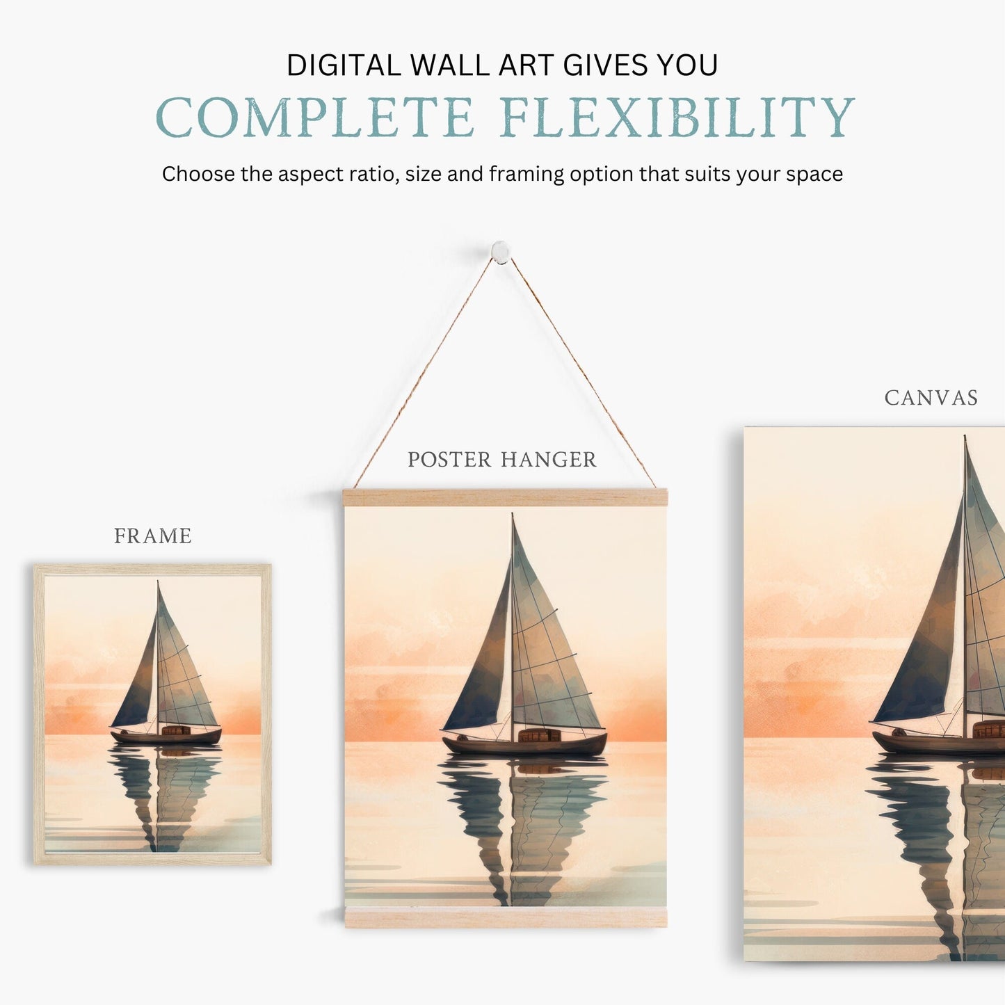 Sailboat Painting, Nautical Wall Decor, Sea and Lake Art - WildfieldPrints