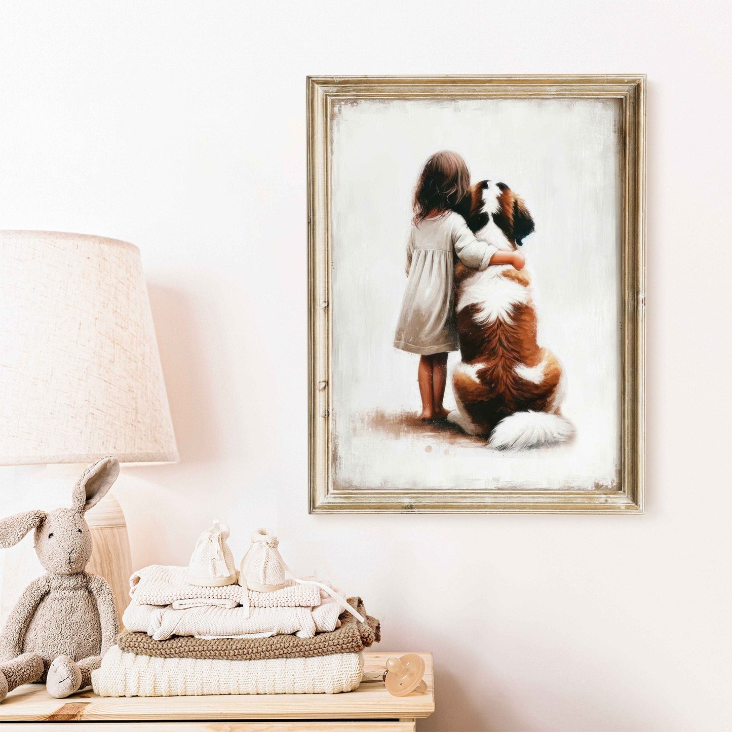 Saint Bernard Art, Cute Animal Decor for Girls Room, Dog Wall Decor - WildfieldPrints