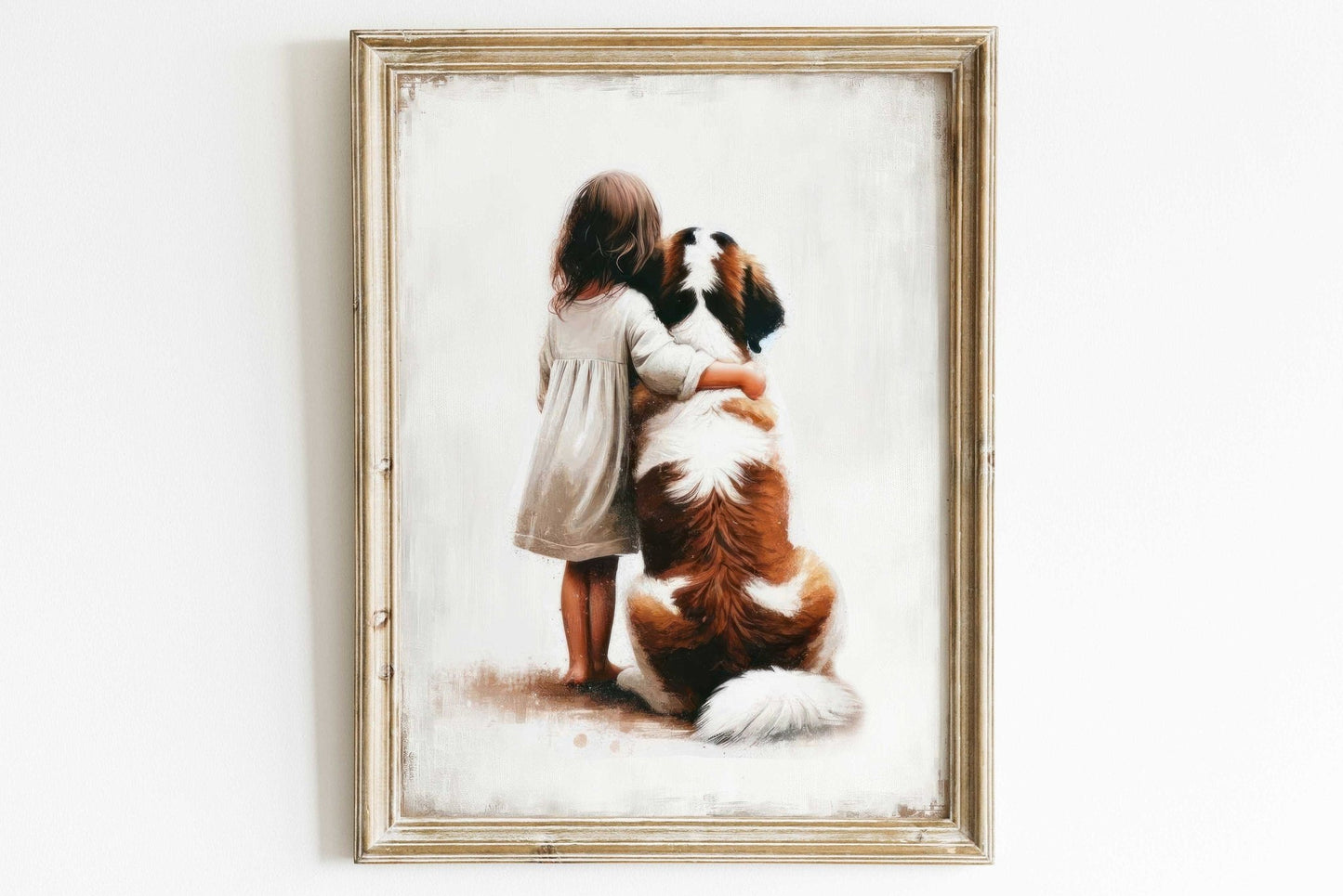 Saint Bernard Art, Cute Animal Decor for Girls Room, Dog Wall Decor - WildfieldPrints