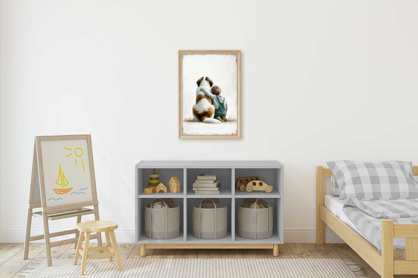Saint Bernard Dog Print, Nursery Decor for Boys, Cute Canine Artwork - WildfieldPrints
