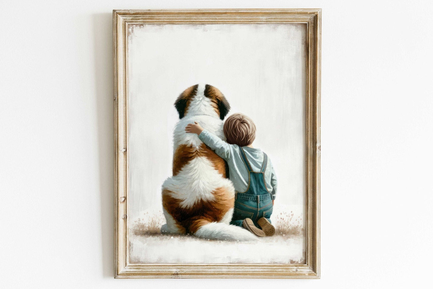 Saint Bernard Dog Print, Nursery Decor for Boys, Cute Canine Artwork - WildfieldPrints