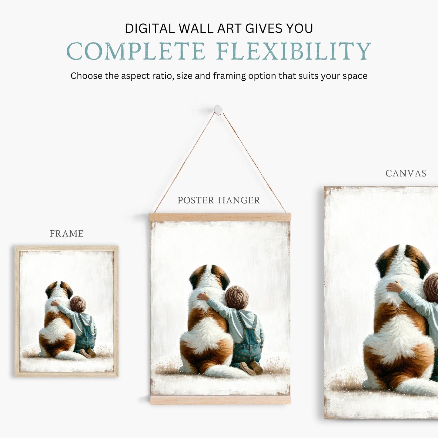 Saint Bernard Dog Print, Nursery Decor for Boys, Cute Canine Artwork - WildfieldPrints