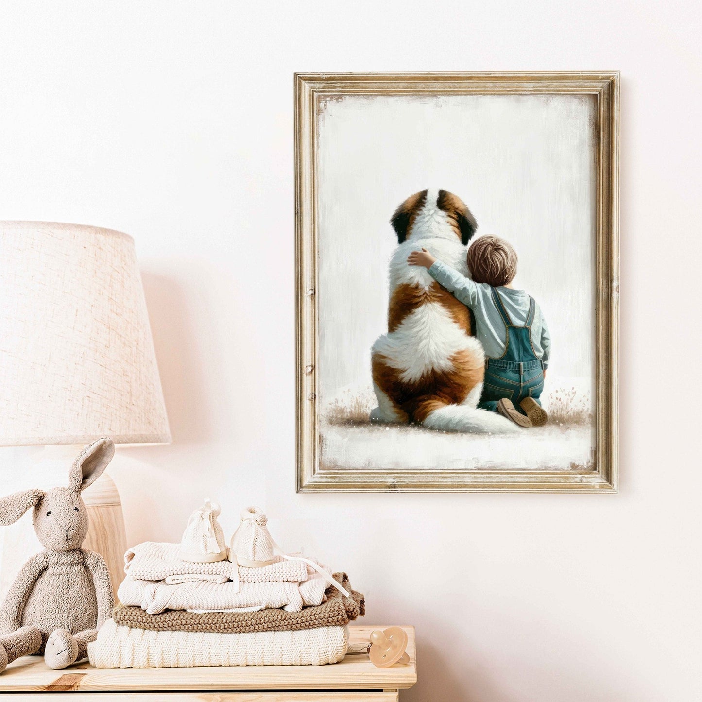 Saint Bernard Dog Print, Nursery Decor for Boys, Cute Canine Artwork - WildfieldPrints