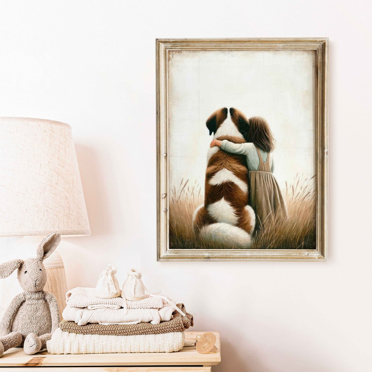 Saint Bernard Nursery Decor, Dog Art Print for Kids, Wall Decor - WildfieldPrints