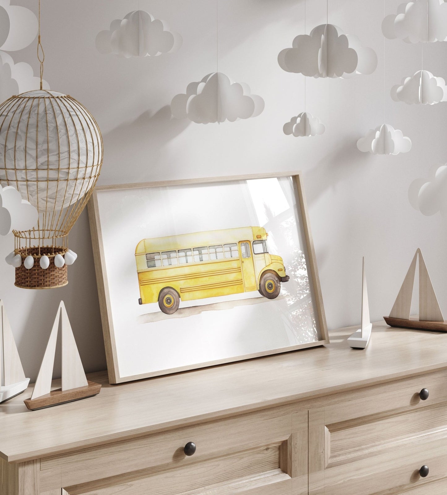 School Bus Print, Vintage Vehicle Nursery Decor, Kids Room Wall Art - WildfieldPrints
