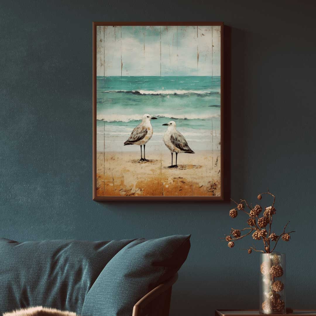 Sea Bird Wall Art, Seagull Print, Coastal Landscape Decor - WildfieldPrints