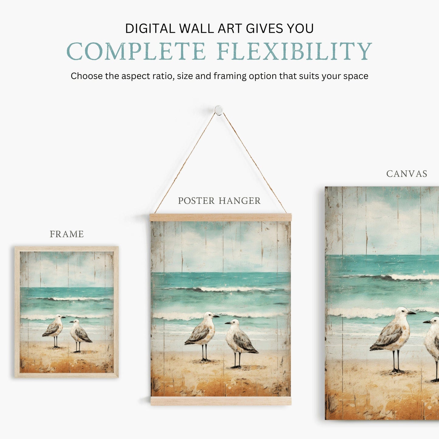 Sea Bird Wall Art, Seagull Print, Coastal Landscape Decor - WildfieldPrints