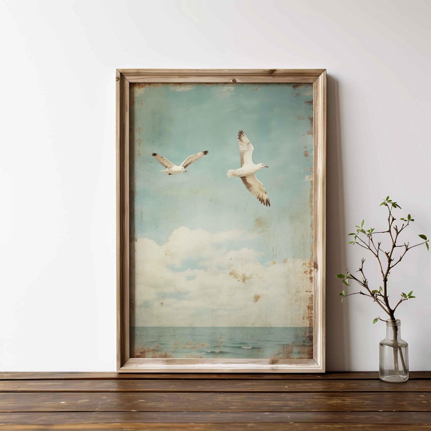 Seagull Art Print, Sea Bird Wall Art, Bird Painting, Sea & Coastal, Vintage Wall Decor, Rustic Ocean Beach Print, Printable Bird Wall Decor - My Store
