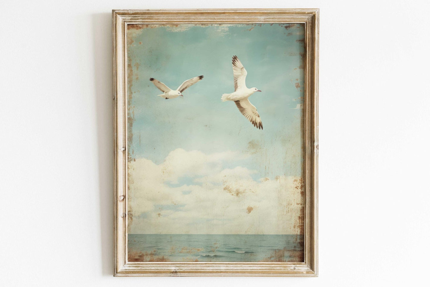 Seagull Art Print, Sea Bird Wall Art, Bird Painting, Sea & Coastal, Vintage Wall Decor, Rustic Ocean Beach Print, Printable Bird Wall Decor - My Store