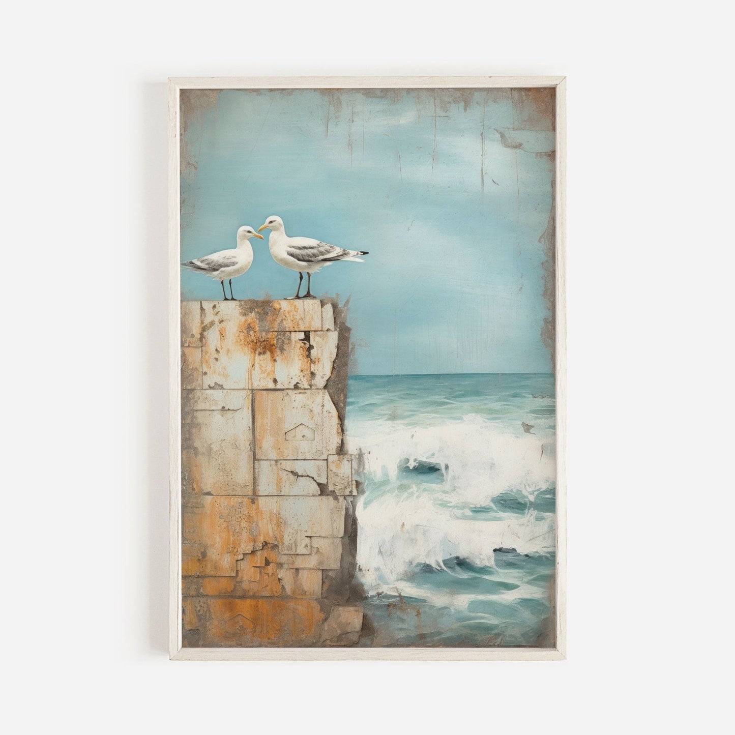Seagull Print, Coastal Wall Art, Beach Scene Decor, Vintage Style - WildfieldPrints