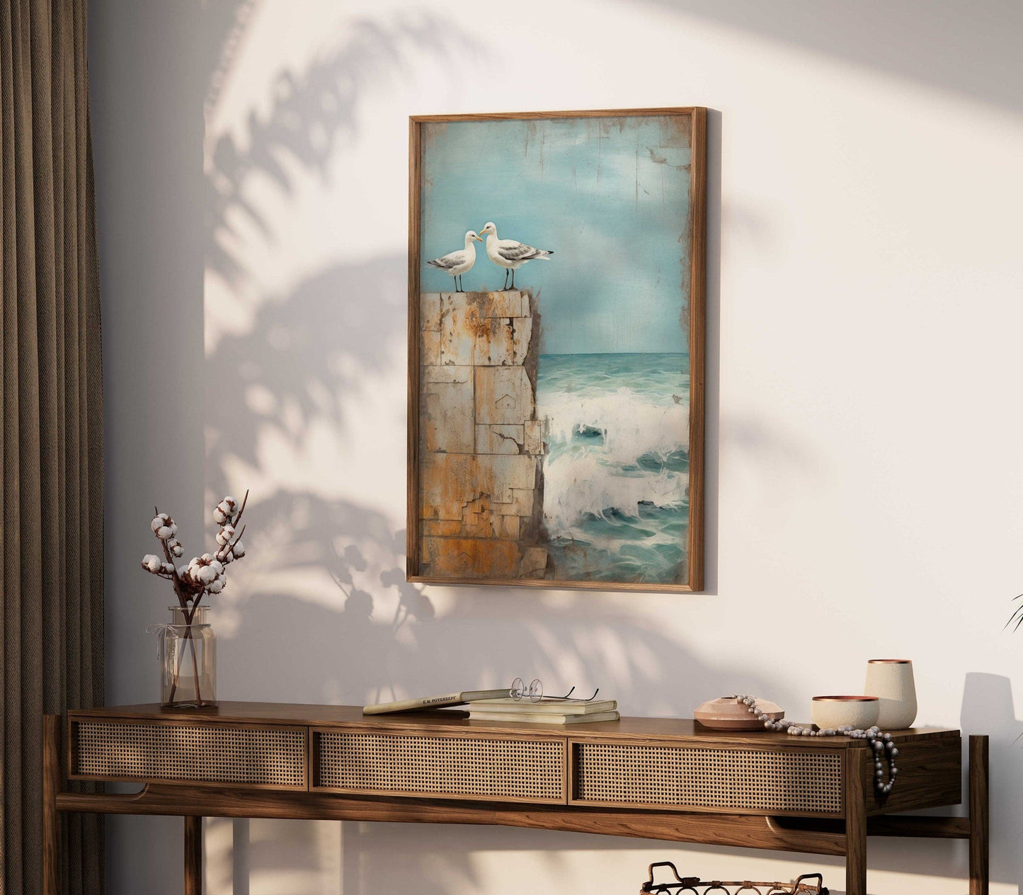 Seagull Print, Coastal Wall Art, Beach Scene Decor, Vintage Style - WildfieldPrints