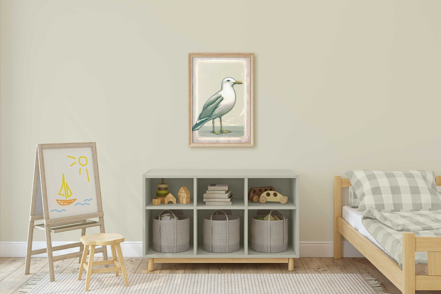 Seagull Print, Nautical Wall Art, Coastal Decor for Kids - WildfieldPrints