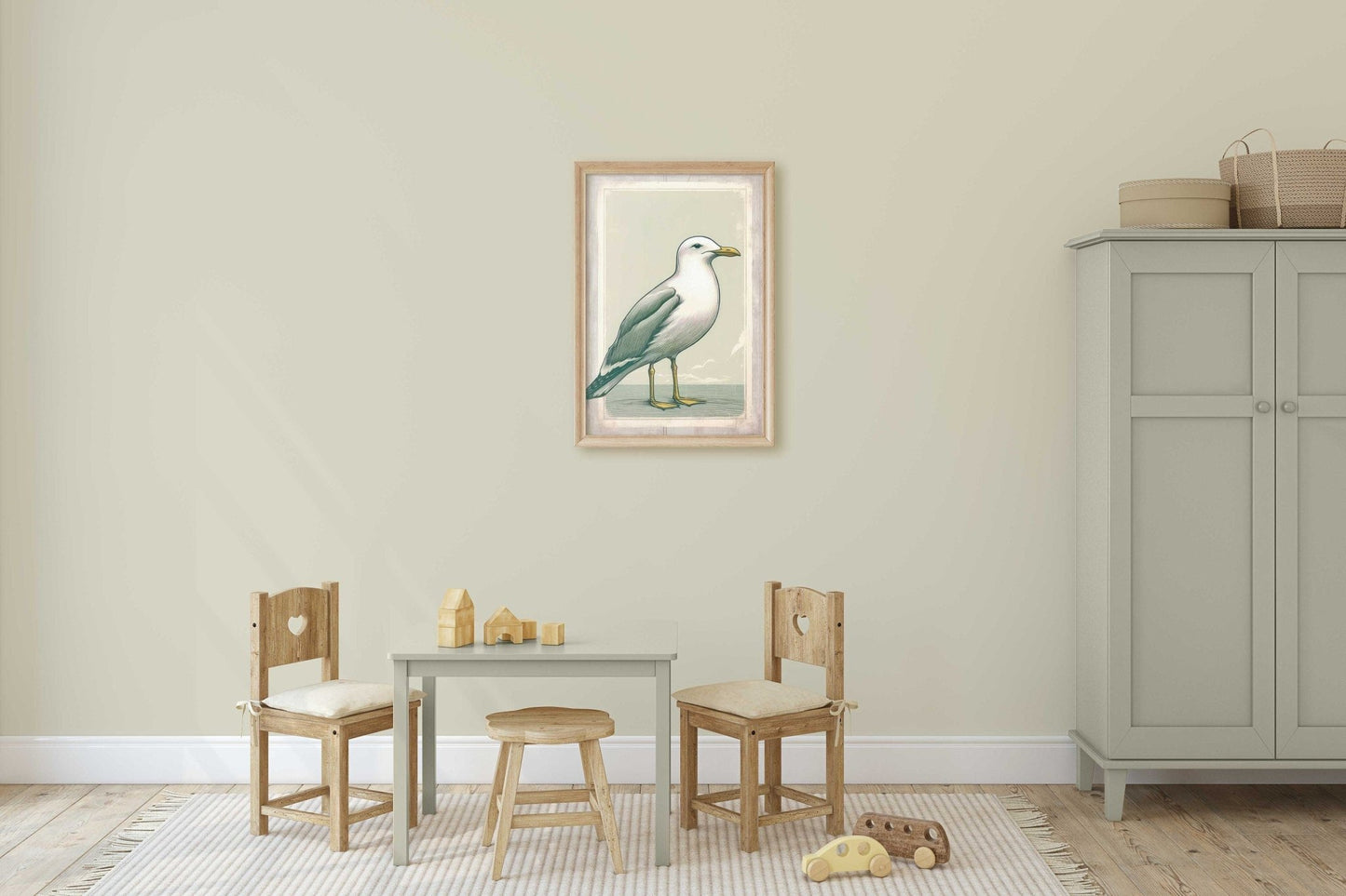 Seagull Print, Nautical Wall Art, Coastal Decor for Kids - WildfieldPrints