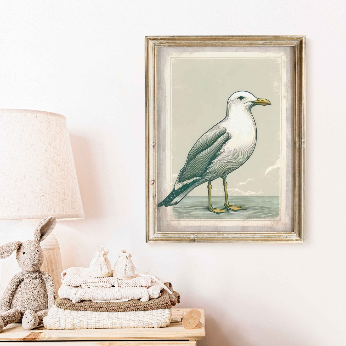 Seagull Print, Nautical Wall Art, Coastal Decor for Kids - WildfieldPrints
