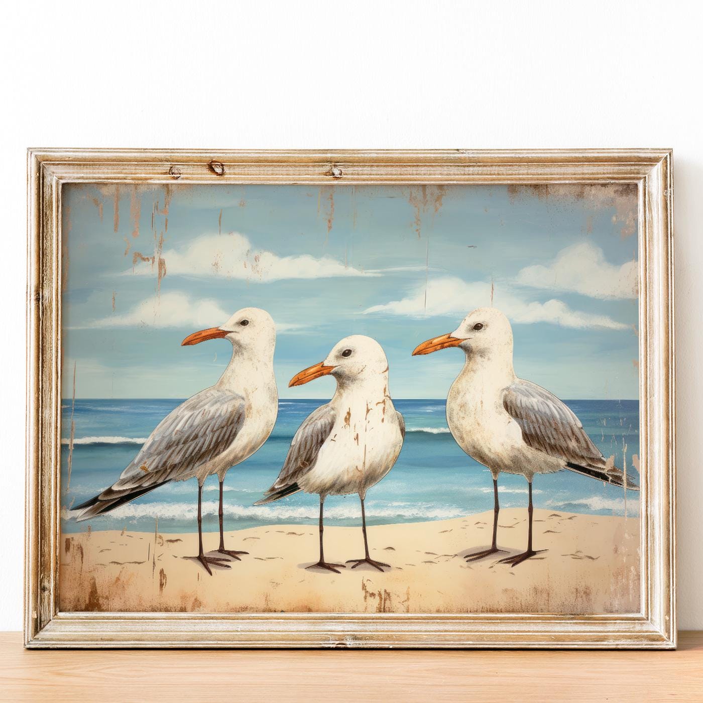 Seagull Wall Art, Sea Birds, Sea Gull Print, Row Boat Wall Art, Sea & Coastal Landscape Decor, Nautical Home Decor, Printable Bird Wall Art - My Store