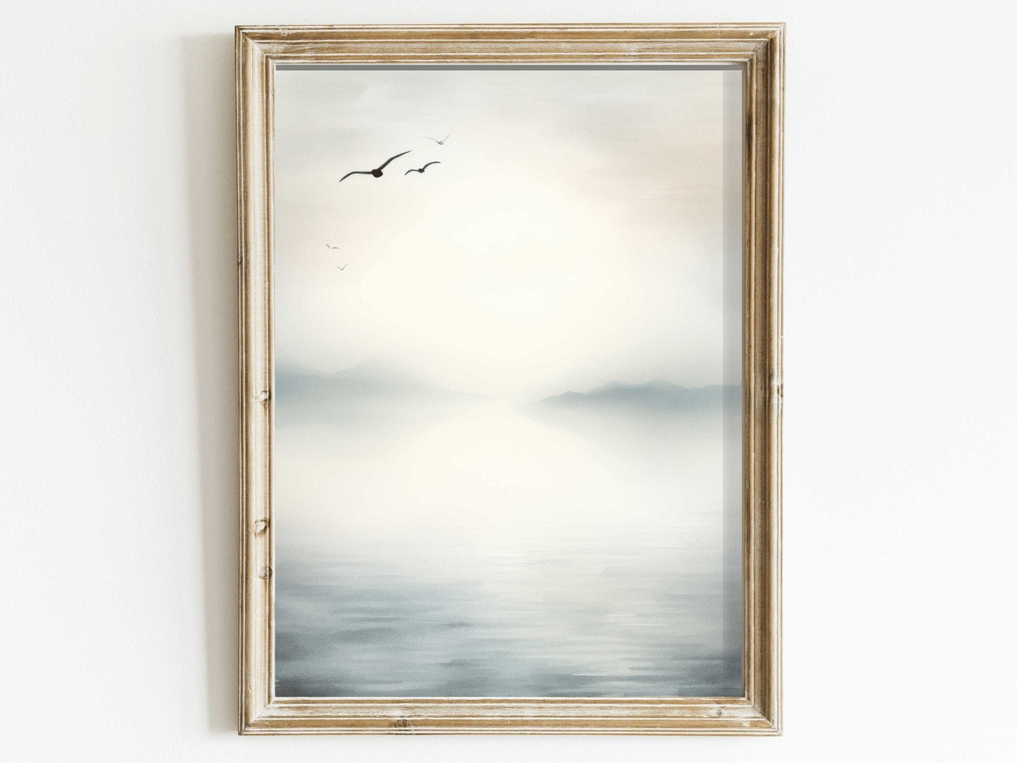 Serenity by the Lake, Abstract Watercolor Wall Art, Muted Blues - WildfieldPrints