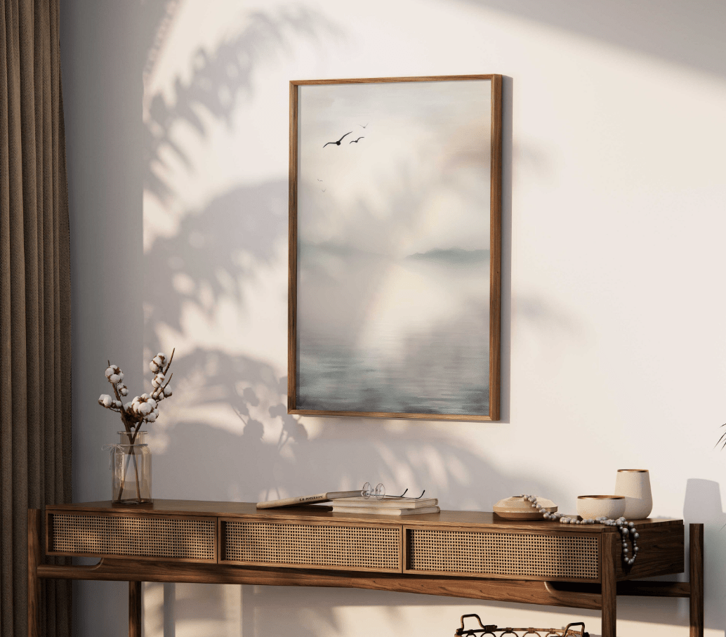 Serenity by the Lake, Abstract Watercolor Wall Art, Muted Blues - WildfieldPrints