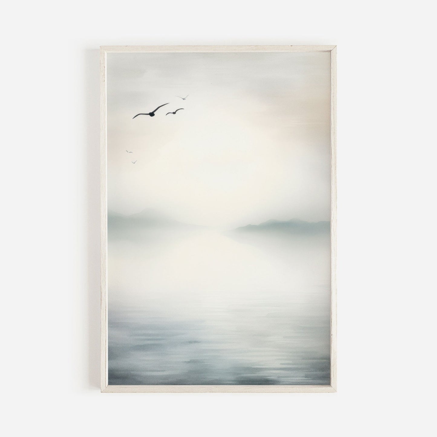 Serenity by the Lake, Abstract Watercolor Wall Art, Muted Blues - WildfieldPrints