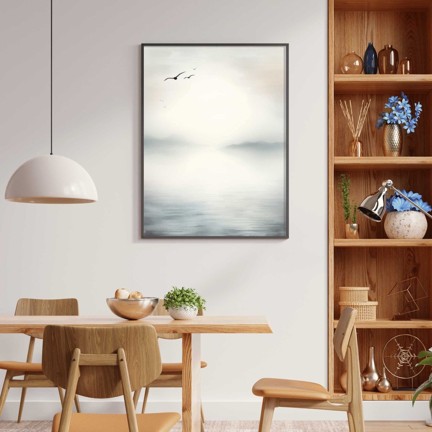 Serenity by the Lake, Abstract Watercolor Wall Art, Muted Blues - WildfieldPrints