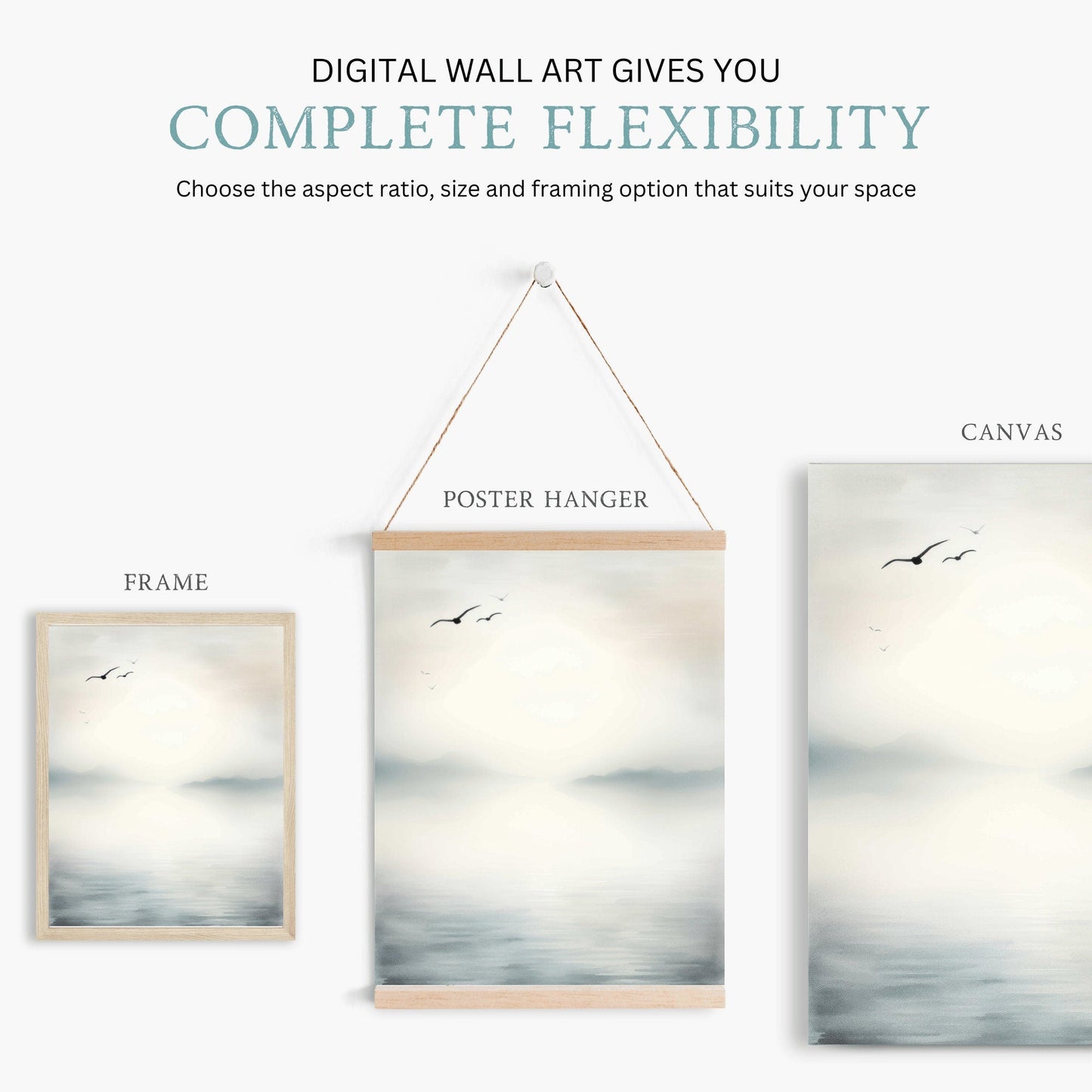 Serenity by the Lake, Abstract Watercolor Wall Art, Muted Blues - WildfieldPrints