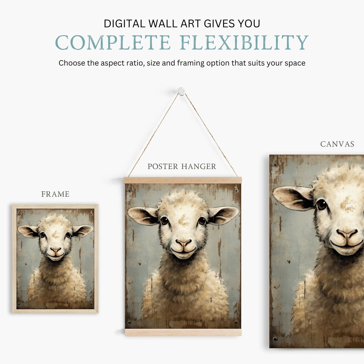Sheep Art Print, Vintage Animal Decor, Farmhouse Wall Art - WildfieldPrints