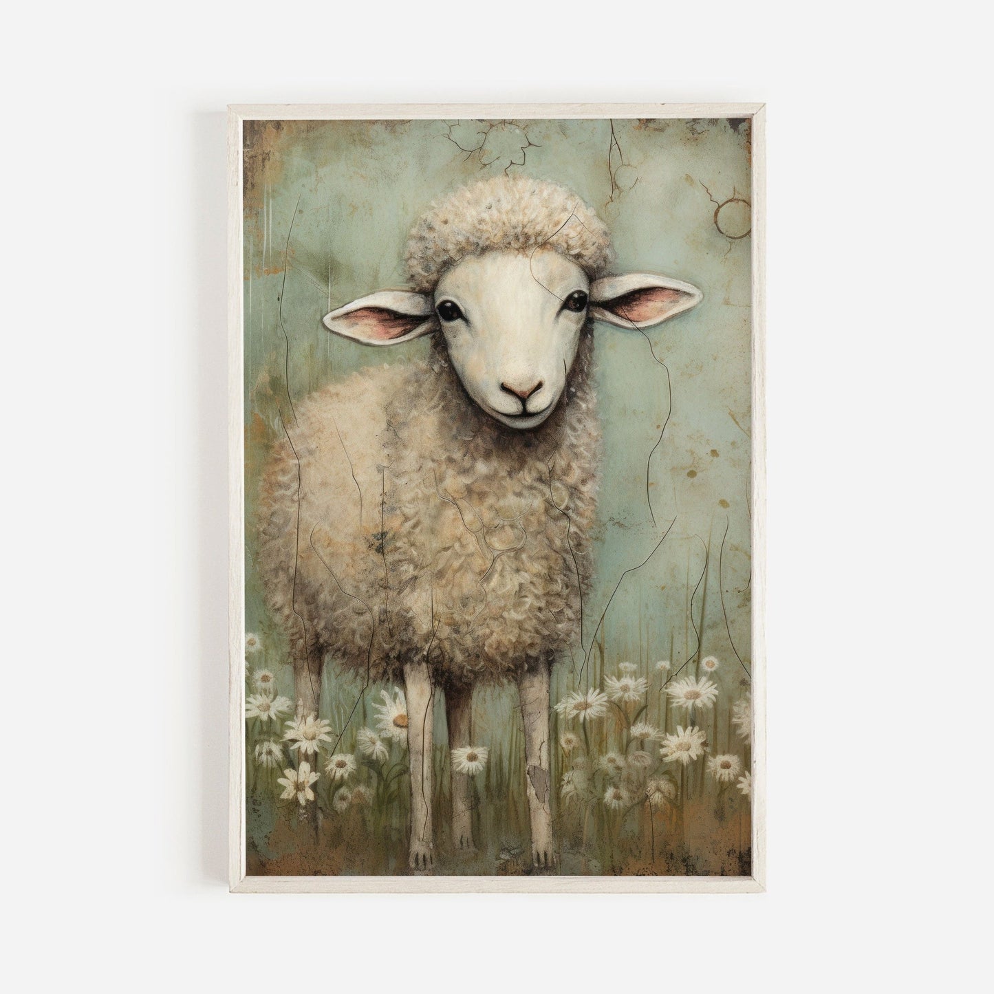 Sheep Wall Art, Vintage Farm Animal Decor, Country Style Home Accent - WildfieldPrints