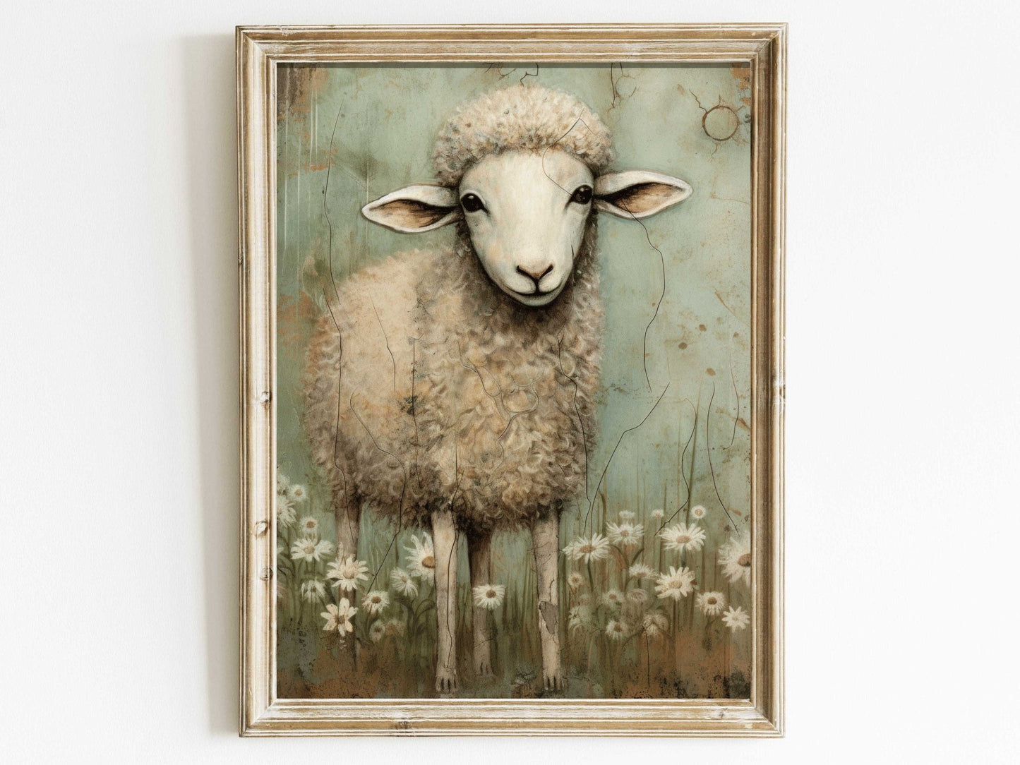 Sheep Wall Art, Vintage Farm Animal Decor, Country Style Home Accent - WildfieldPrints