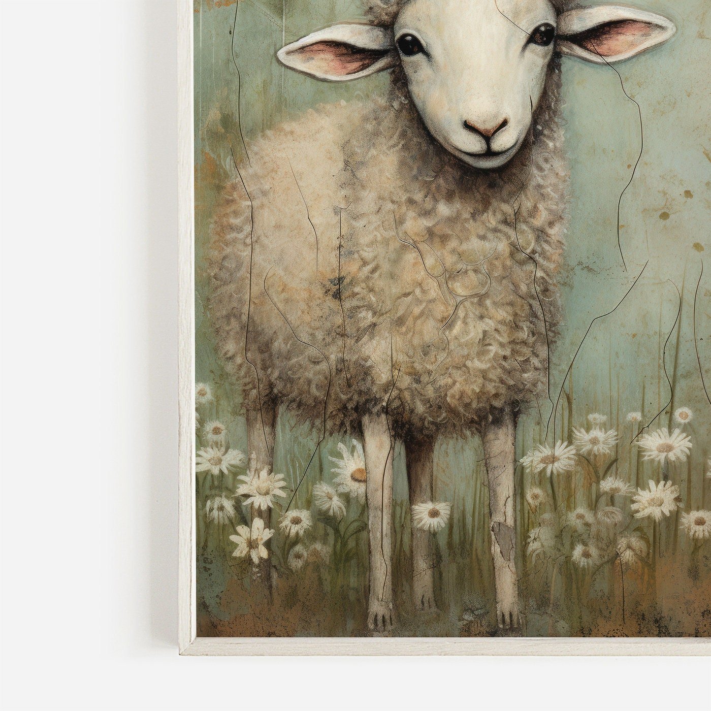 Sheep Wall Art, Vintage Farm Animal Decor, Country Style Home Accent - WildfieldPrints