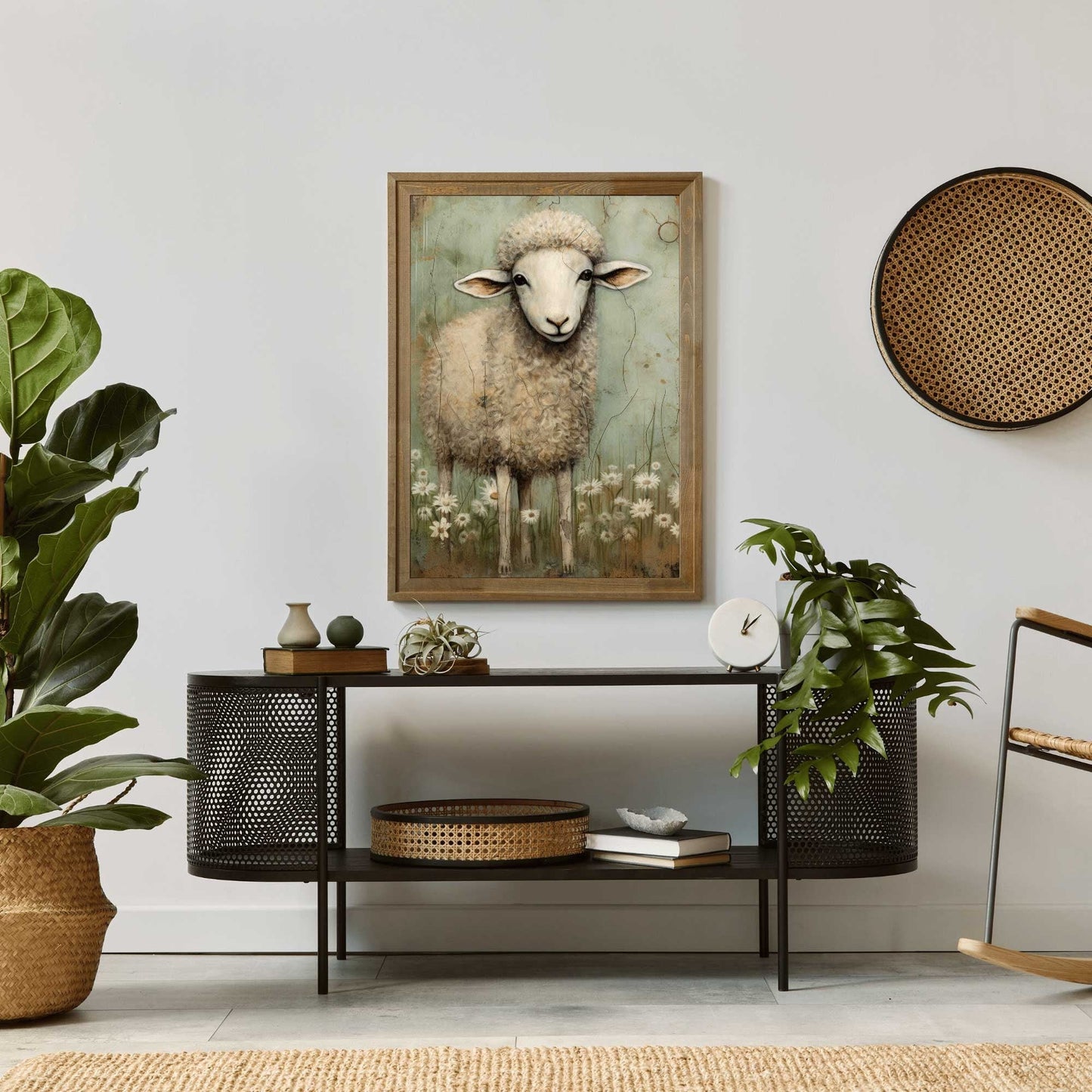 Sheep Wall Art, Vintage Farm Animal Decor, Country Style Home Accent - WildfieldPrints