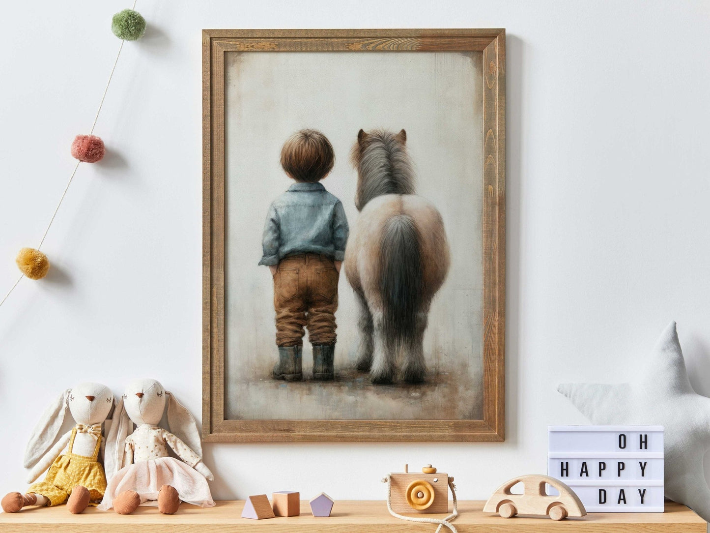 Shetland Pony Nursery Art, Boy & Pony Print, Horse Wall Decor - WildfieldPrints