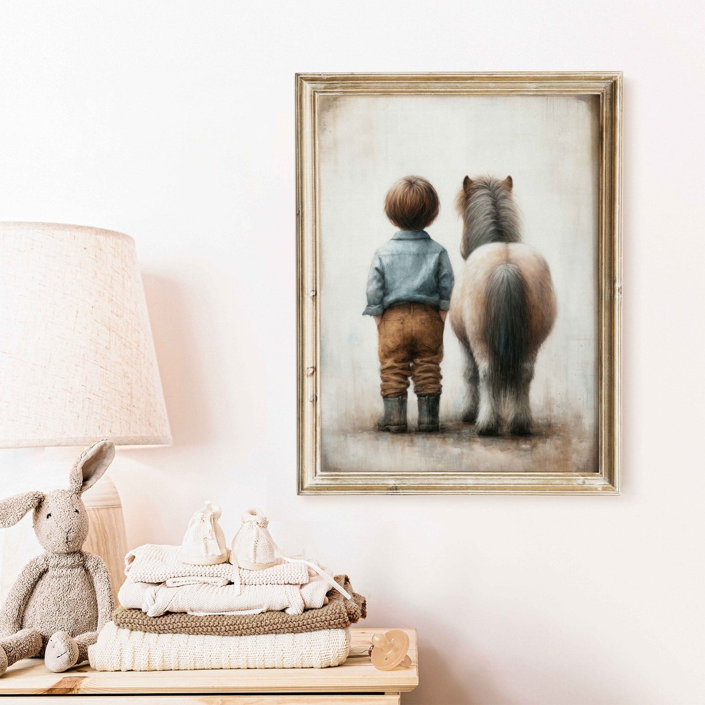 Shetland Pony Nursery Art, Boy & Pony Print, Horse Wall Decor - WildfieldPrints