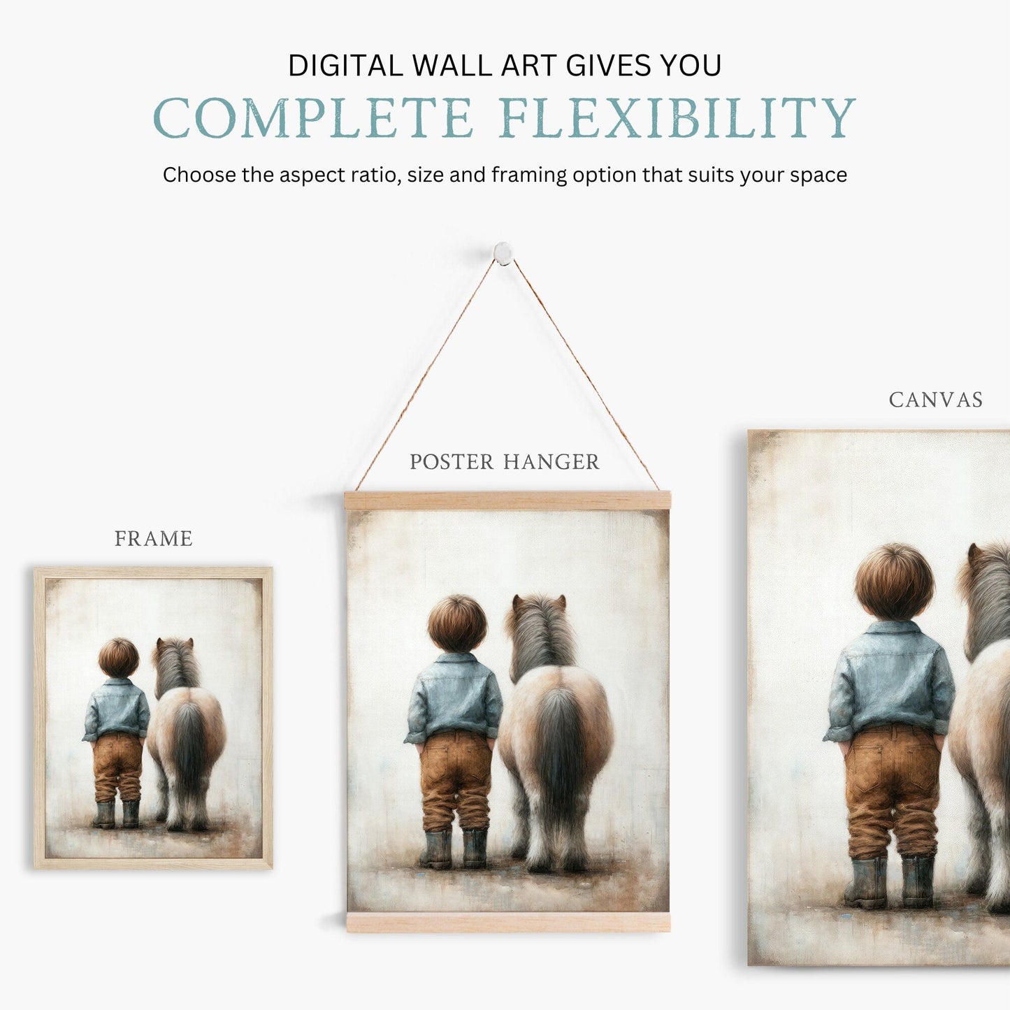 Shetland Pony Nursery Art, Boy & Pony Print, Horse Wall Decor - WildfieldPrints