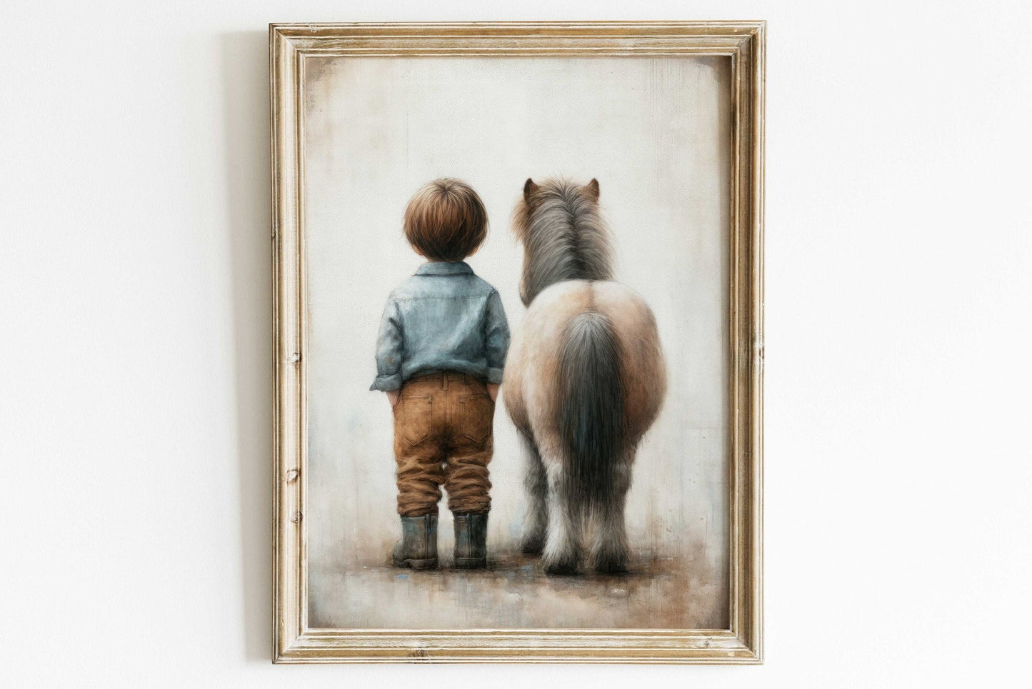 Shetland Pony Nursery Art, Boy & Pony Print, Horse Wall Decor - WildfieldPrints