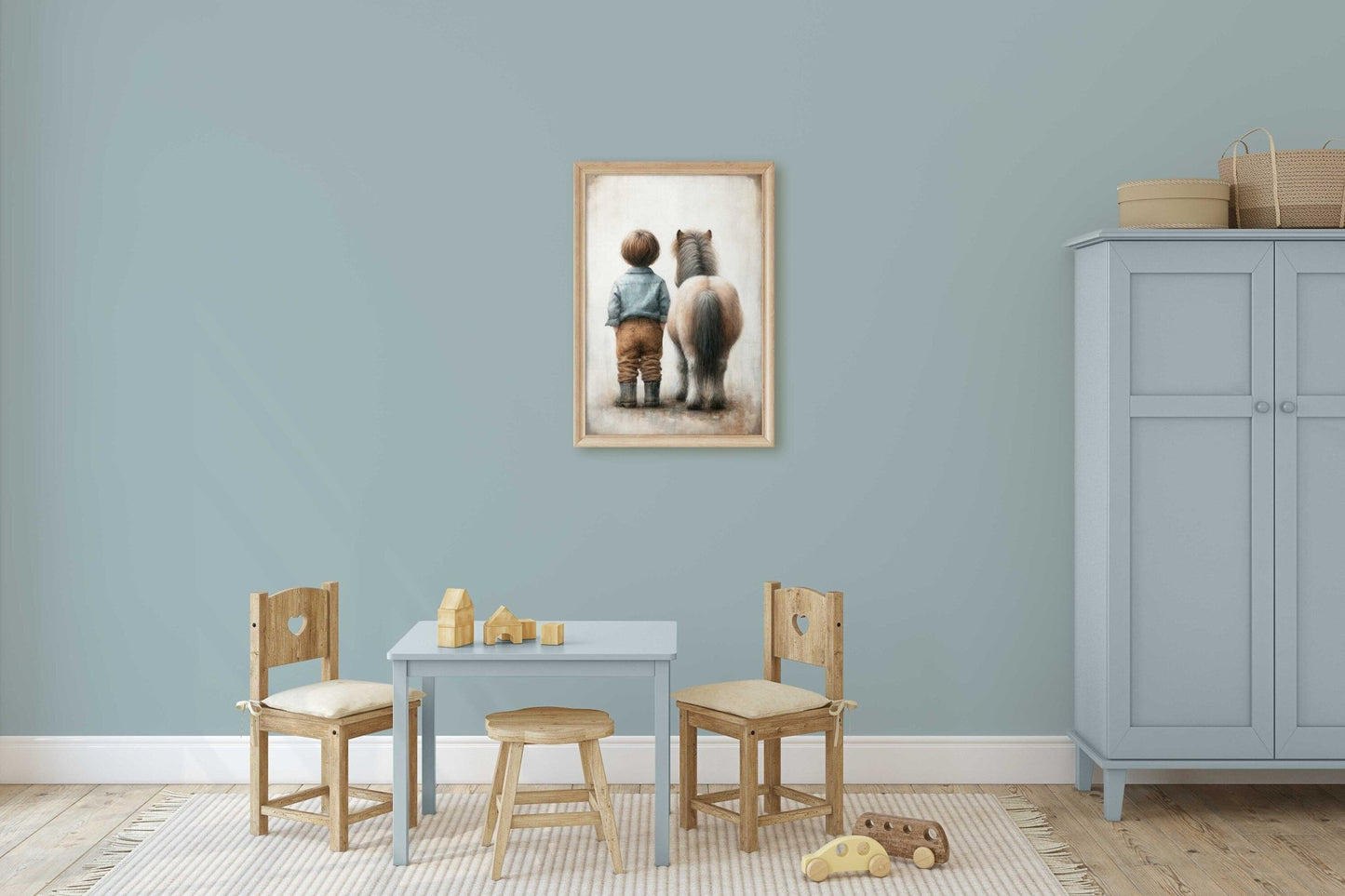 Shetland Pony Nursery Art, Boy & Pony Print, Horse Wall Decor - WildfieldPrints