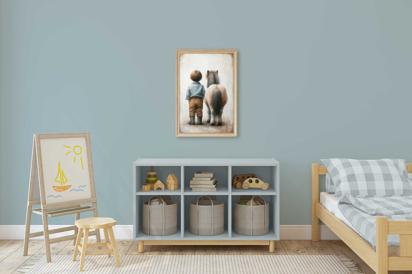 Shetland Pony Nursery Art, Boy & Pony Print, Horse Wall Decor - WildfieldPrints