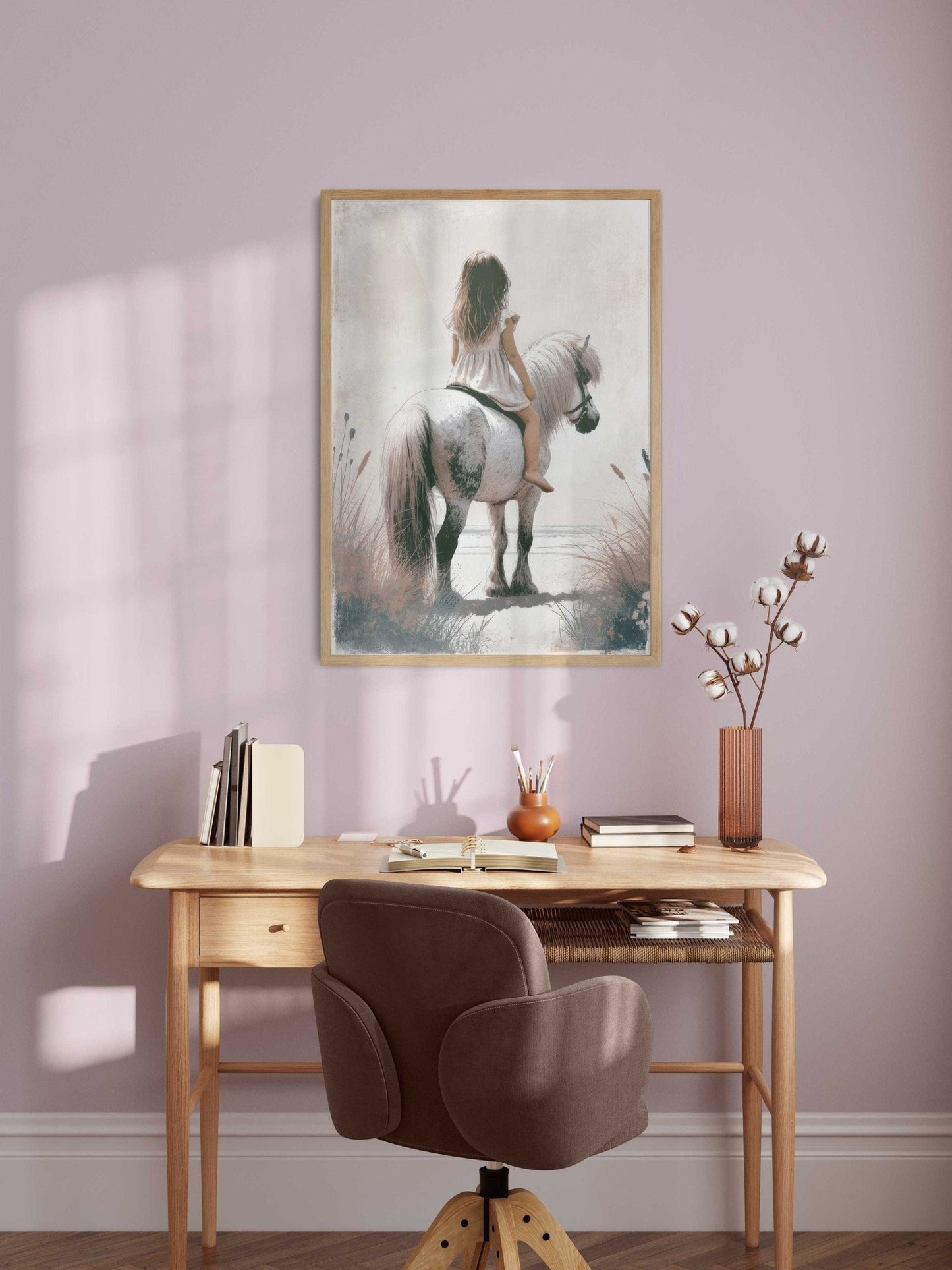 Shetland Pony Nursery Decor, Girl & Horse Wall Art, Riding Horse Print - WildfieldPrints