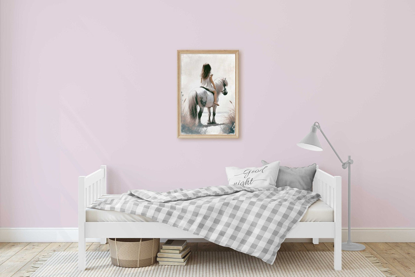 Shetland Pony Nursery Decor, Girl & Horse Wall Art, Riding Horse Print - WildfieldPrints