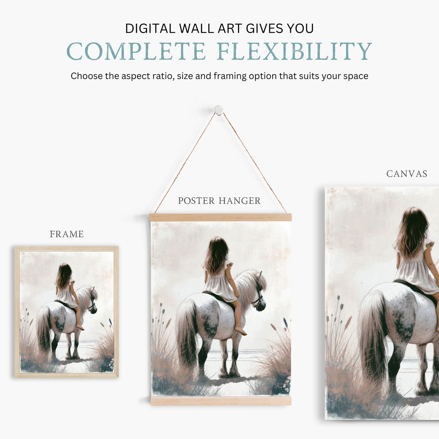 Shetland Pony Nursery Decor, Girl & Horse Wall Art, Riding Horse Print - WildfieldPrints