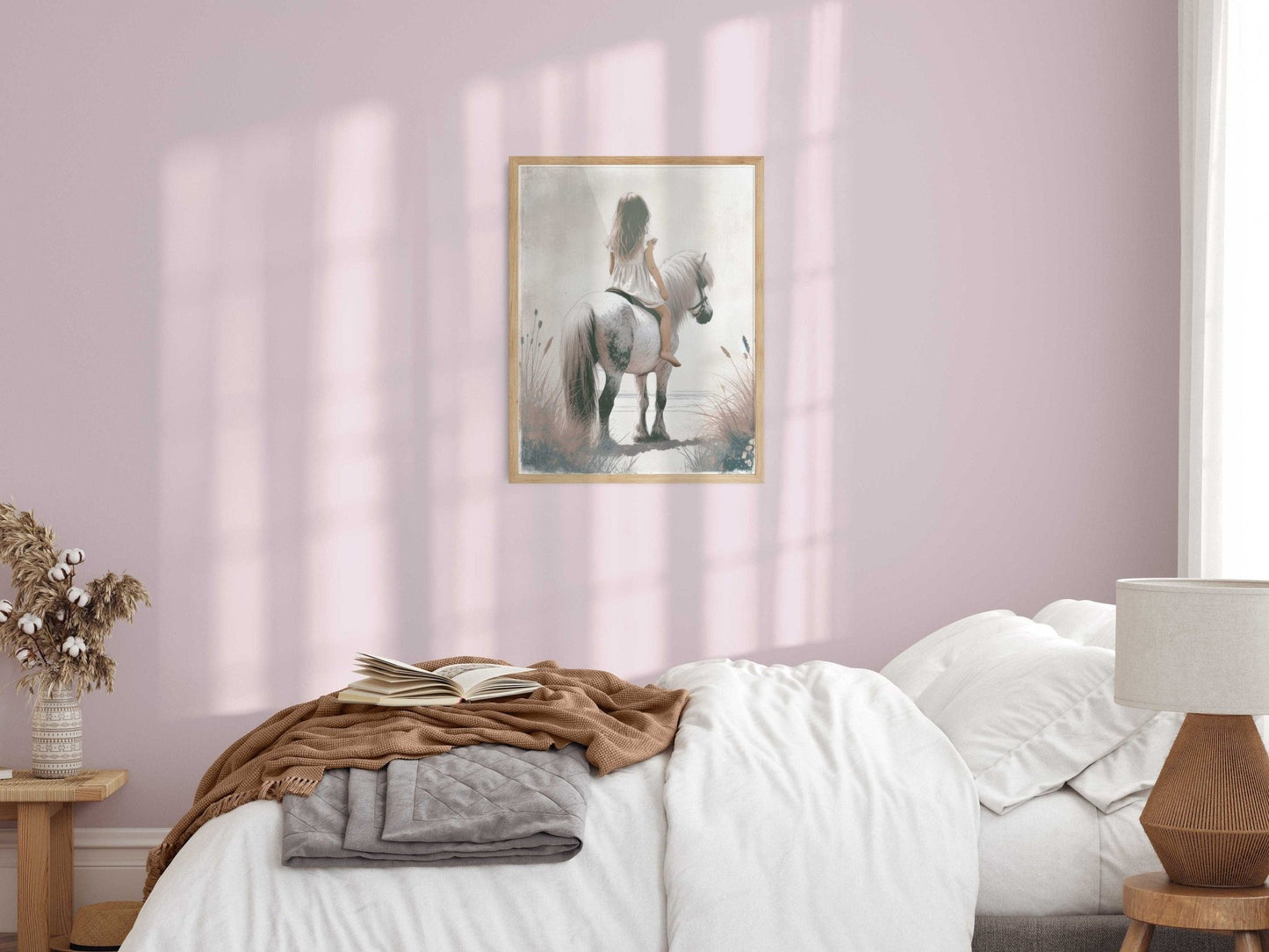 Shetland Pony Nursery Decor, Girl & Horse Wall Art, Riding Horse Print - WildfieldPrints